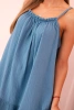 Women's muslin dress with straps and frill denim
