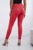 Cotton pants with cubic zirconia on the back pockets coral