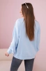 Cotton blouse with bow blue