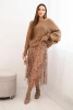 Women's set with a wool sweater and a viscose dress camel