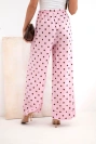 Damenhose weit mit Punkten mit Gummibund für den Sommer puderrosa