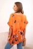 Women's cotton shirt with a floral pattern orange