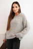 Women's striped sweater with wool in a loose fit gray