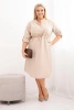 Moteriška suknelė iš viskozės Plus Size su mygtukais ir raišteliu liemenyje bežinė