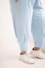 Dámské kalhoty Plus Size s nízkým sedem a gumou v pase modré