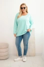 Dámska blúzka Plus Size s lodičkovým výstrihom mentolová