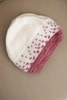 Women's winter wool hat with geometric pattern K477 white + dark pink