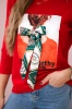 Blouse with graphics 3D Noteworthy red