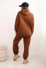 Women's warm cotton tracksuit with a hood camel