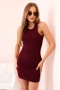 Women's sleeveless ribbed dress with a slim fit burgundy