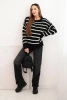 Women's striped sweater with wool in a loose fit black
