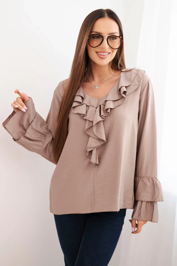 Women's viscose blouse with ruffles and long sleeves fango