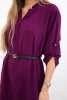Dress with longer back and belt plum