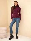 Women's viscose turtleneck sweater with long sleeves plum