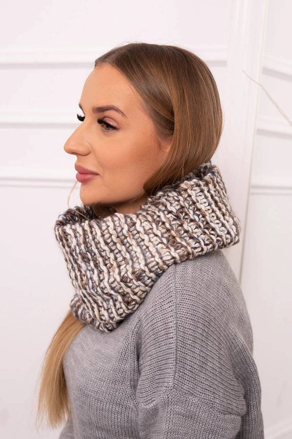 KN16 Damen Snood ecru+mocca