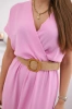 Long dress with a decorative belt light pink