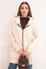Women's insulated hoodie with a zipper beige