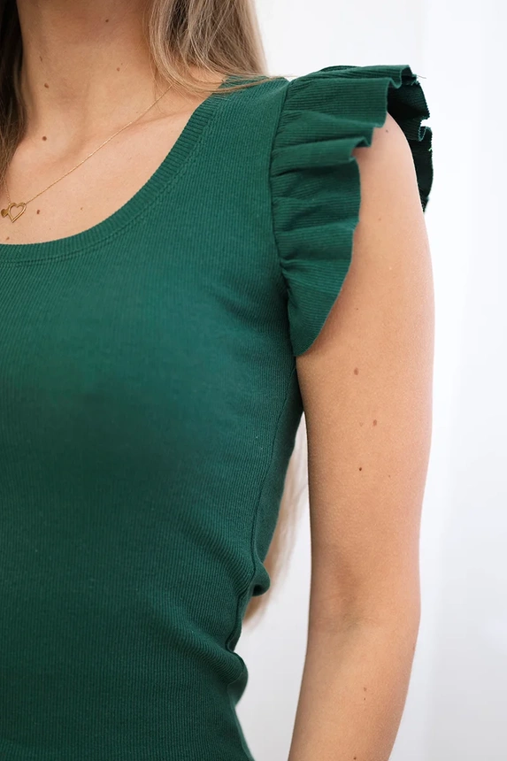 Dress with frills on the sleeve green