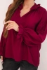 Women's viscose blouse with a V-neck and ties at the sleeves plum