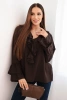 Women's viscose blouse with ruffles and long sleeves brown