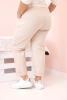 Women's Cotton Plus Size Trousers with Belt light beige