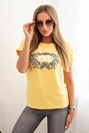 Women's cotton blouse with decorative ESL print yellow