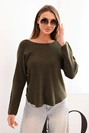 Women's sweater made of viscose with long sleeves and a round neckline dark khaki