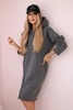 Dress with a hood and a slit on the side dark grey