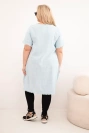 Plus-Size-Baumwollkleid für Damen mit längerem Rückenteil und Tasche blau