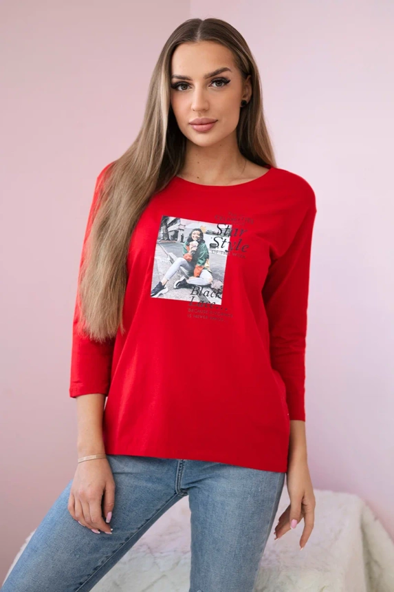 Blúzka s potlačou Star Style červená