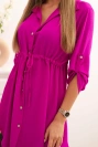 Kleid mit Knopfverschluss und Bindeband in der Taille violett