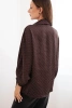 Elegant women's blouse made of viscose with buttons and a collar brown