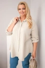 Baumwoll-Musselin-Hemd Plus Size dunkel beige