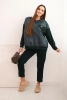 Women's tracksuit set made of viscose with a quilted sweatshirt and pants dark green