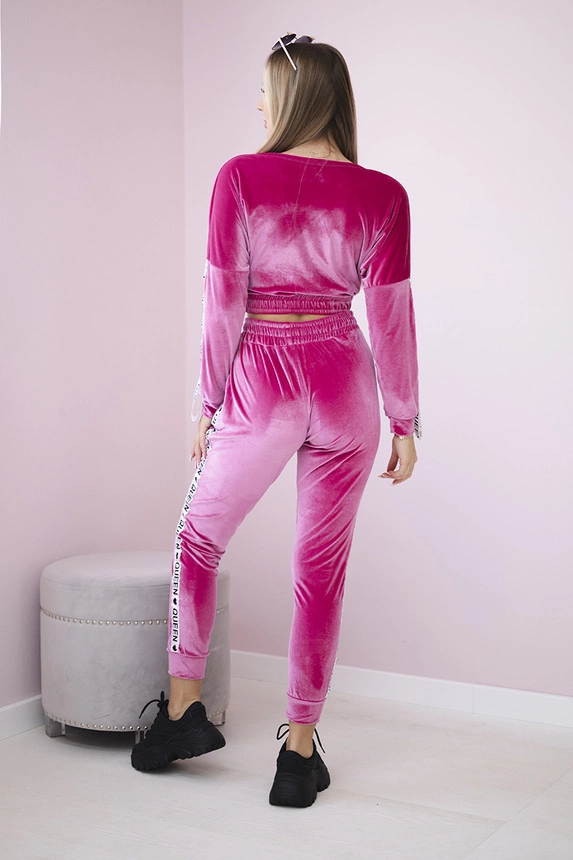 Velor set with Queen inscription fuchsia