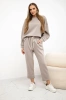 Set butterweicher Stoff Sweatshirt + Hose Dunkelbeige