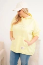 Moteriška Plus Size džemperis su gobtuvu ir spauda geltonas