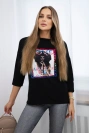 Blúzka s grafikou American Girl čierna S/M - L/XL