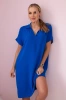 Kleid mit V-Ausschnitt und Kragen kornblumenblau