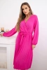 Dress tied with a pleated hem pink