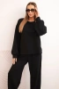 Damen-Baumwollset mit weitem Bein und Langarmbluse schwarz