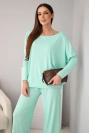 Damen-Set aus Viskose mit lockerer Bluse und Hose mintgrün