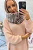 KN16 Damen Snood ecru+mocca