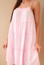 Women's cotton spaghetti-strap dress with ruffles candy pink