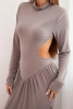 Women's long dress with viscose, turtleneck and open back fango