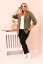 Damenjacke aus Viskose Plus Size mit langen Ärmeln und Kragen khaki
