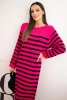 Women's striped sweater dress pink