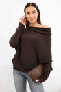 Damenpullover aus Viskose asymmetrisch in Fledermausform braun