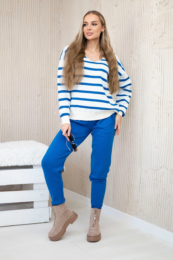 Sweater set Striped sweatshirt + Pants cornflower blue