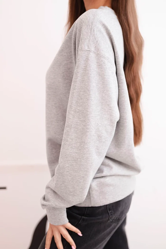 Damen Sweatshirt aus Baumwolle Basic mit Rundhalsausschnitt grau